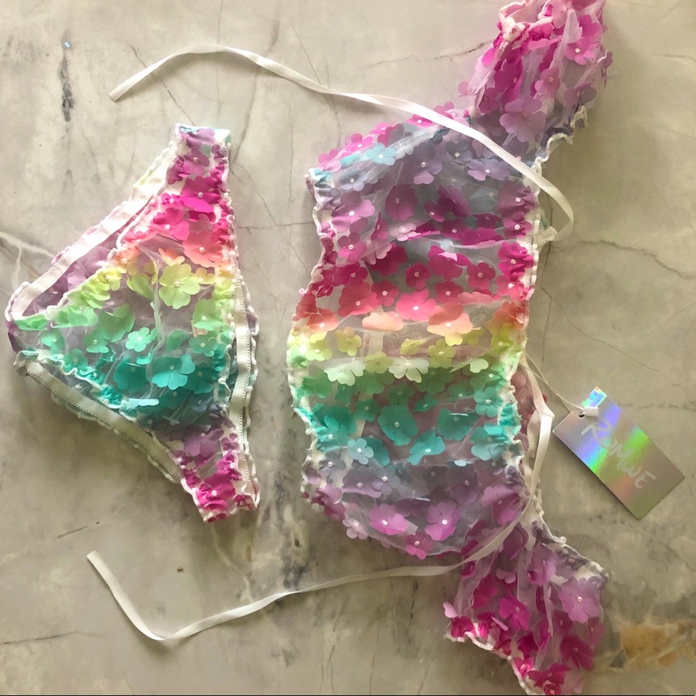 Mesh flower intimate set